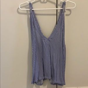 Blue and white striped tank